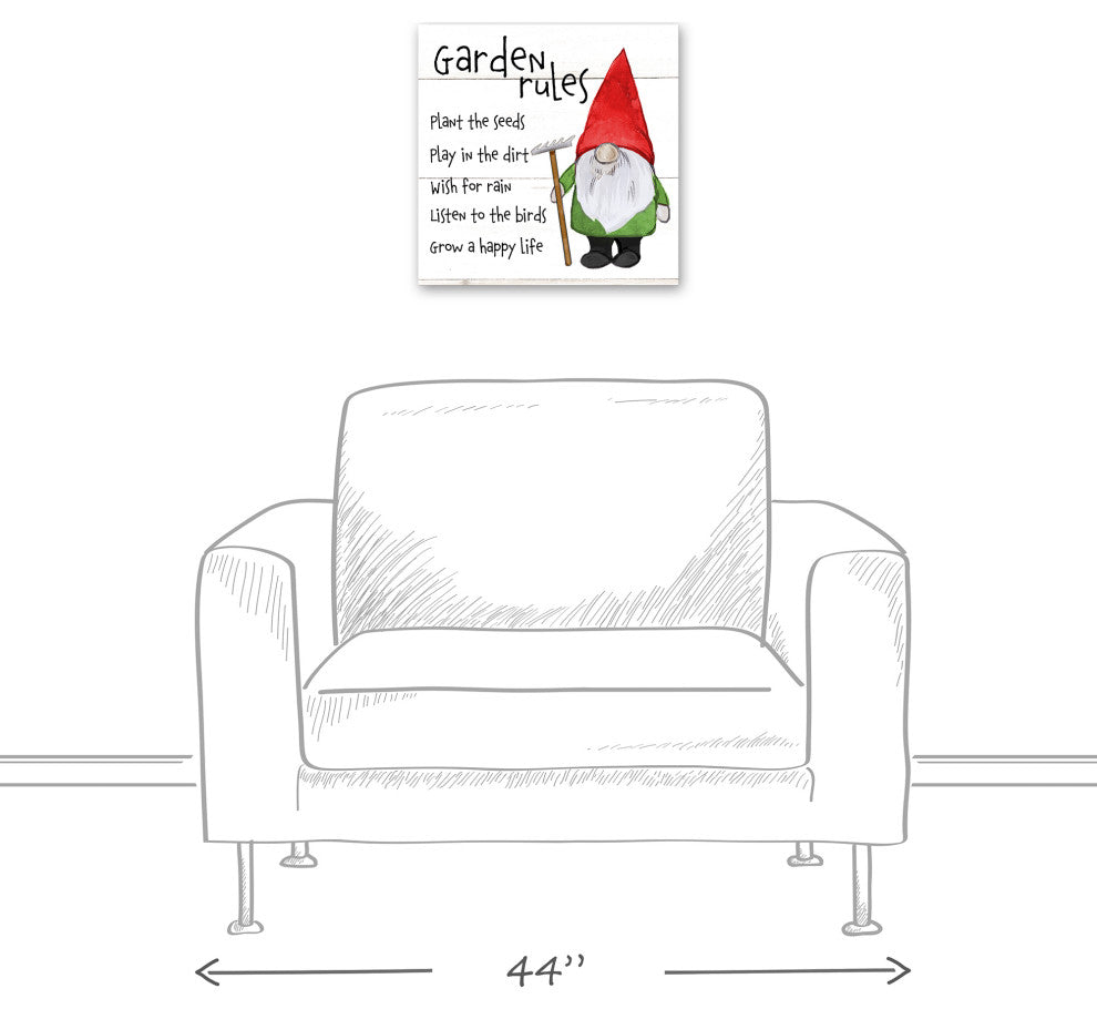 Garden Gnome Rules 5 16x16 Canvas Wall Art