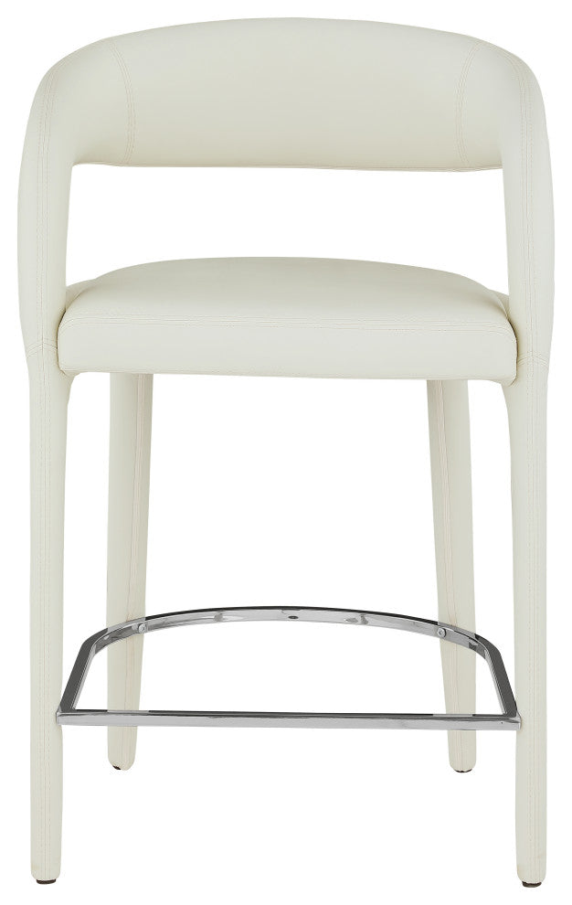 Sylvester Faux Leather Stool, Cream