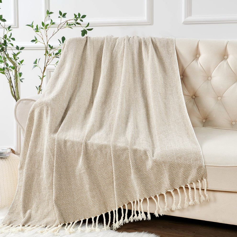 Chevron Knit Woven Throw Blanket, Amphora