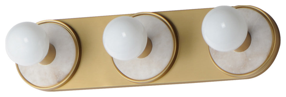 Maxim 26093 Hollywood 20"W Vanity Light - White Alabaster / Natural Aged Brass
