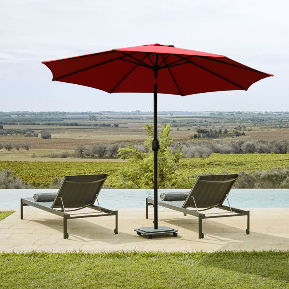 Davee Furniture 9 Ft Orange Patio Umbrella with Tilt and Crank, Red