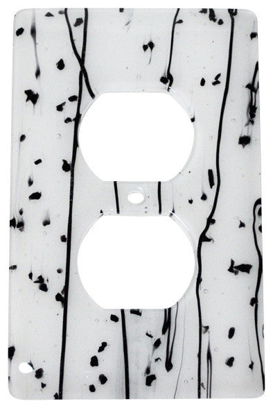 Wall Plate Receptacle, Black Mardi Gras on White, 3x5