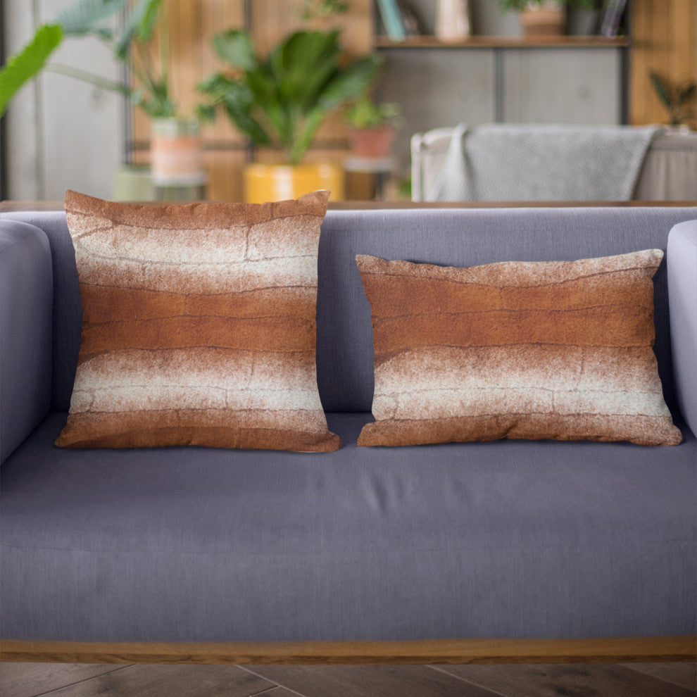Plutus Orange Brown Furever Faux Fur Throw Pillow, 20" x 36" King