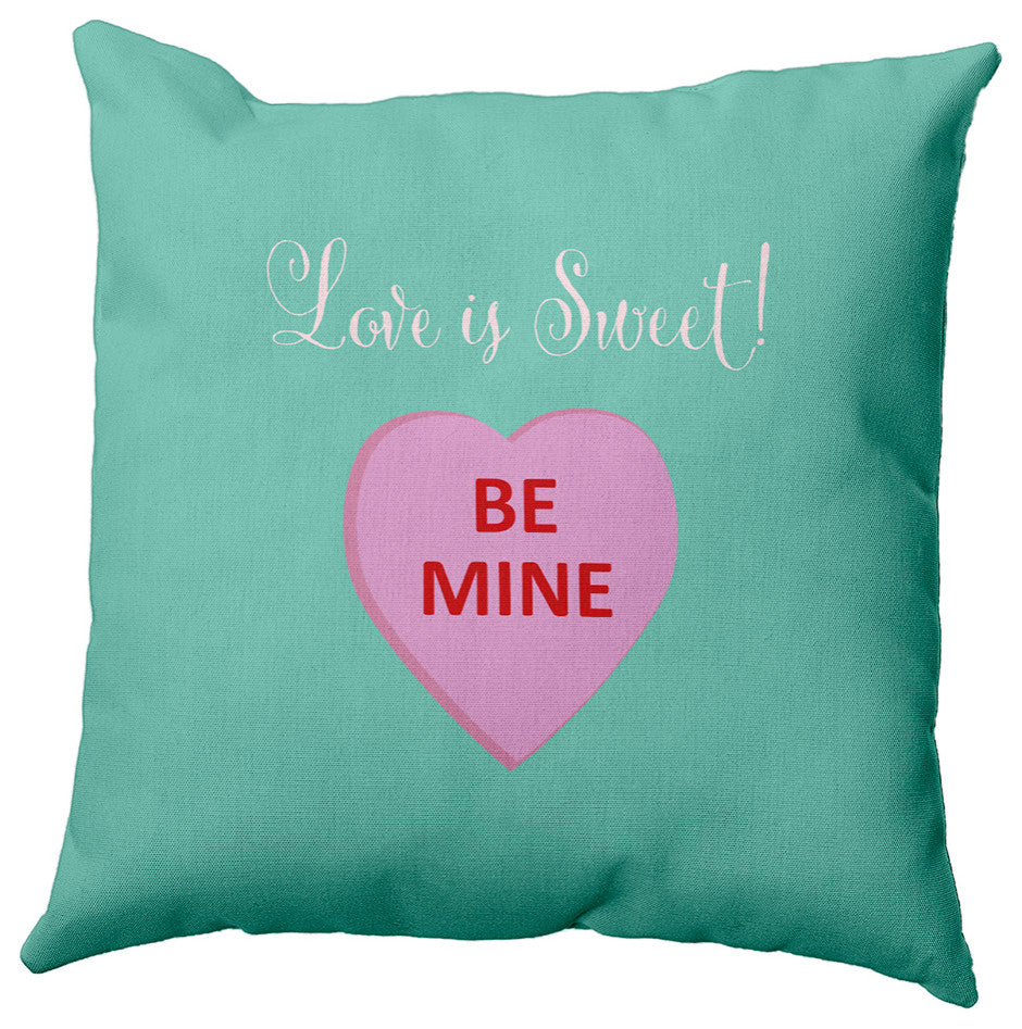 Love Is Sweet Decorative Throw Pillow, Spring Green, 18"x18"