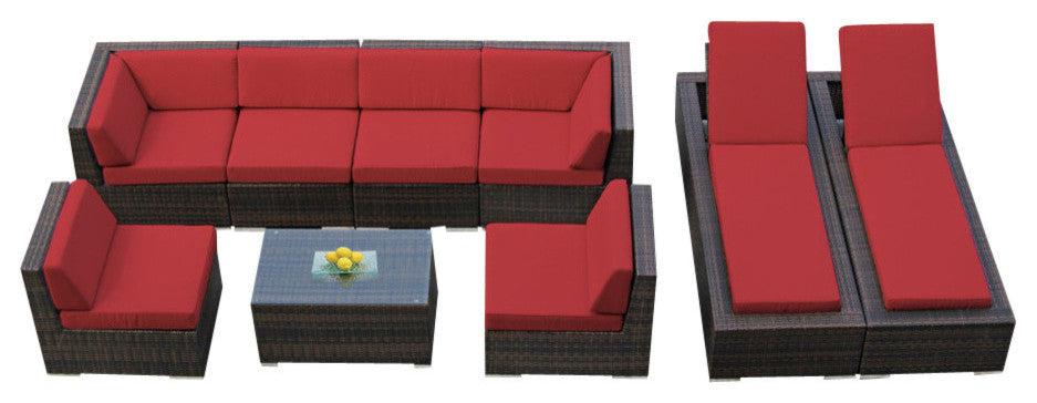Ohana 9-Piece Black Combination Set, Red, Mixed Brown