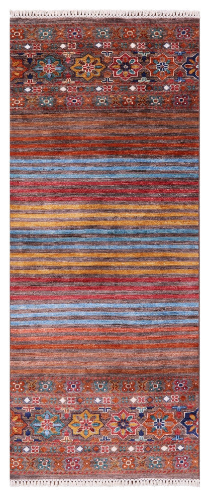 Runner Handmade Khorjin Super Kazak Wool Rug 2' 7" X 6' 6" Q10213