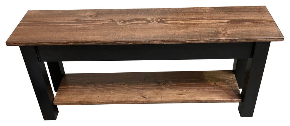 Laurent Bench With Shelf, 54"