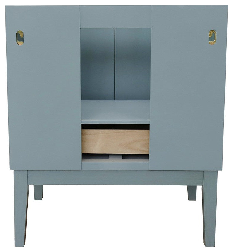 31" Single Vanity, Aqua Blue Finish With Black Galaxy Top