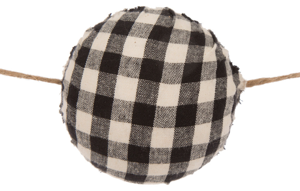 2pk 6'L Black and White Plaid Fabric Garland
