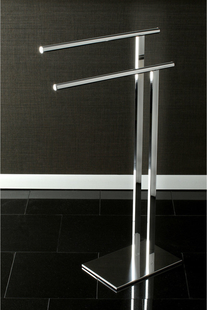 Kingston Brass Double L Shape Pedestal Towel Holder, Polished Chrome