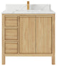 Elizabeth 36 Center Sink Bath Vanity in Light Natural Teak 1.5" Calacatta Laza