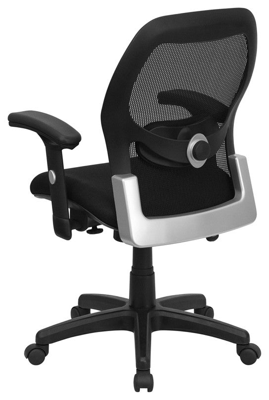 Flash Furniture Mid-Back Super Mesh Office Chair in Black