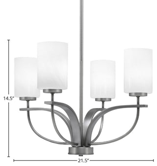 Cavella 4-Light Chandelier, Graphite, 4" White Marble Glass
