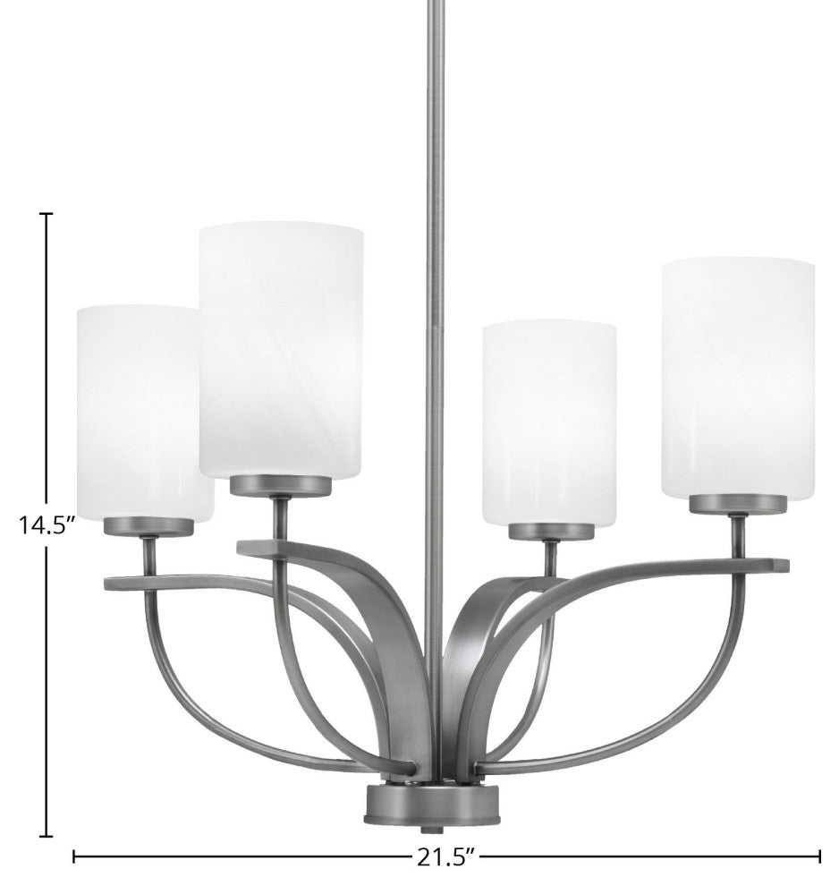 Cavella 4-Light Chandelier, Graphite, 4" White Marble Glass