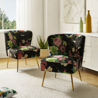 Accent Side Chair With Tufted Back, Black
