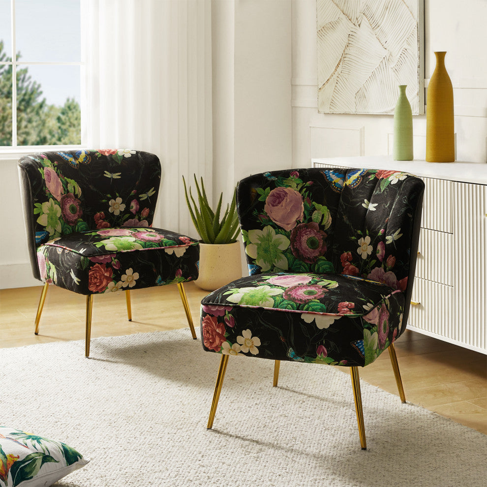Accent Side Chair With Tufted Back, Black