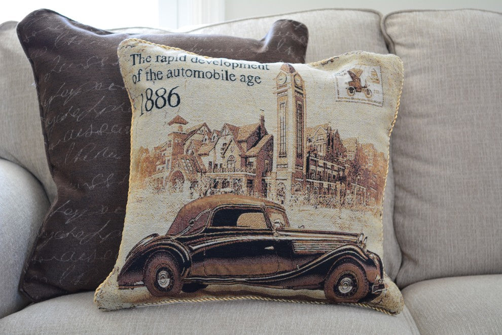 A Drive Into Town Throw Pillow Cushion Cover, Brown, 2-Piece