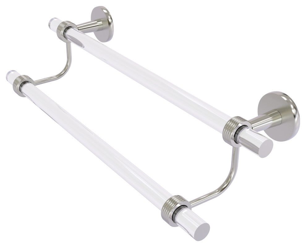 Clearview 18" Double Towel Bar with Groovy Accents, Satin Nickel