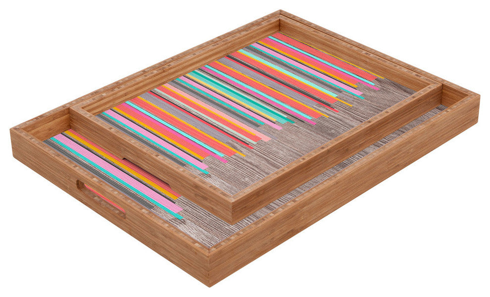 Deny Designs Iveta Abolina Stripe Happy Rectangular Tray