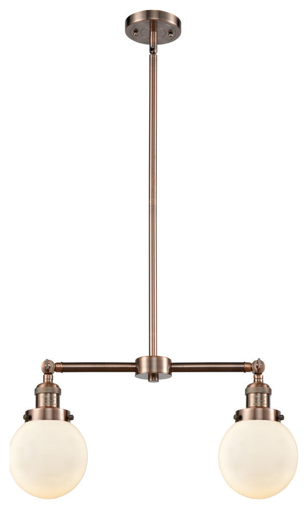 Beacon 2-Light LED Chandelier, Antique Copper, Shade: Gloss White