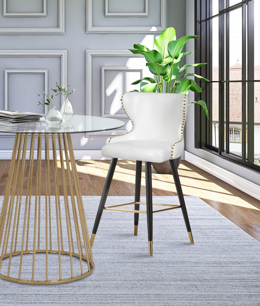 Hendrix Faux Leather Upholstered Bar Stool, Set of 2, White