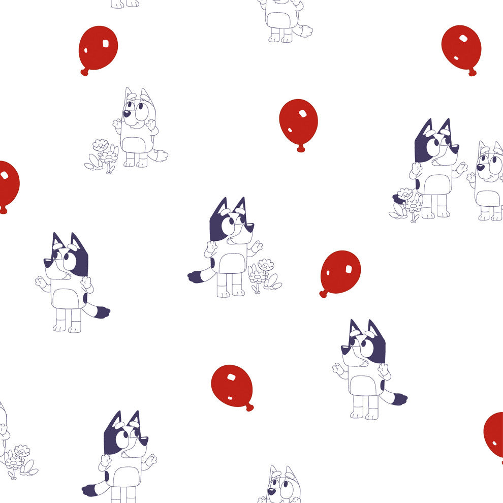 Bluey Keepy Uppy White Peel and Stick Wallpaper