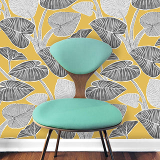 Palma Wallcovering, Mustard, Roll, Traditional