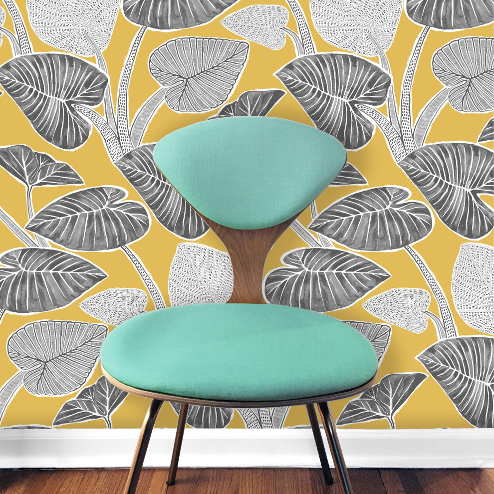 Palma Wallcovering, Mustard, Roll, Traditional