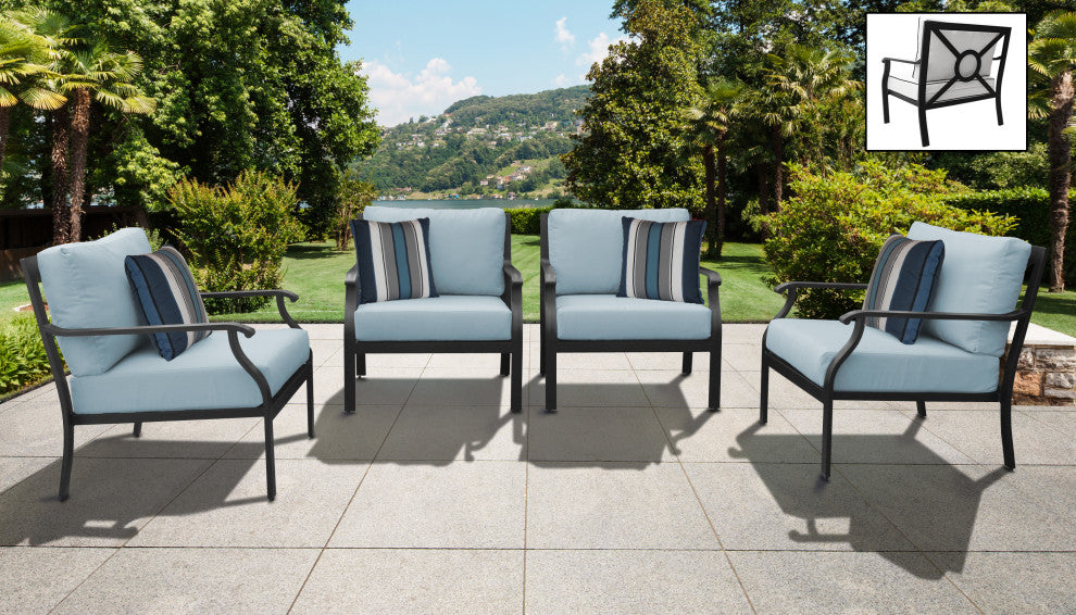 kathy ireland Madison Ave. 4 Piece Aluminum Patio Furniture Set 04g, Tranquil