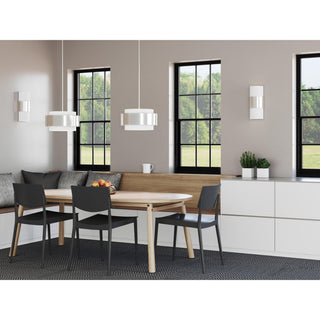 Silva Collection Three-Light Brushed Nickel White Linen Shade Pendant