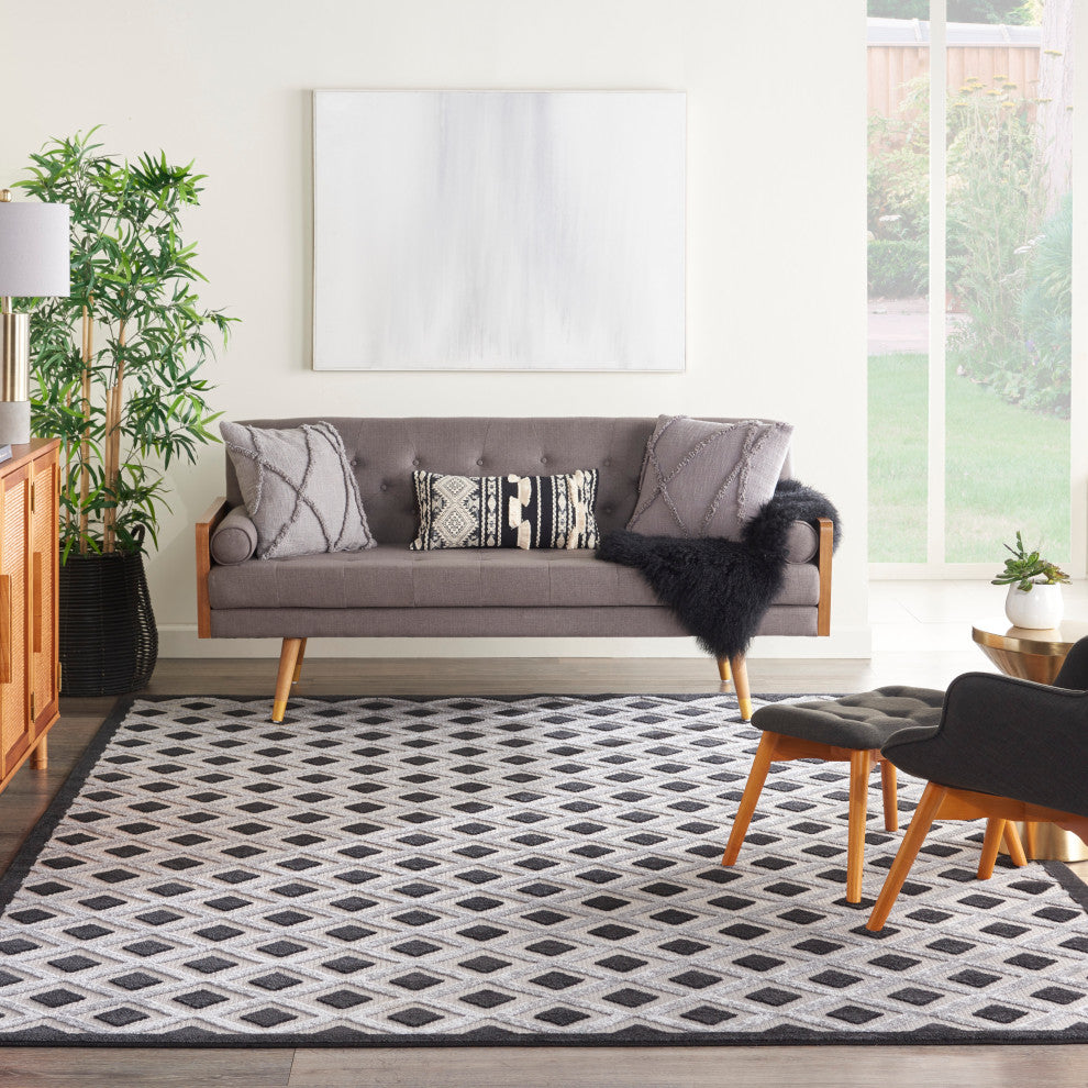Nourison Aloha 12' x 15' Black White Modern Area Rug