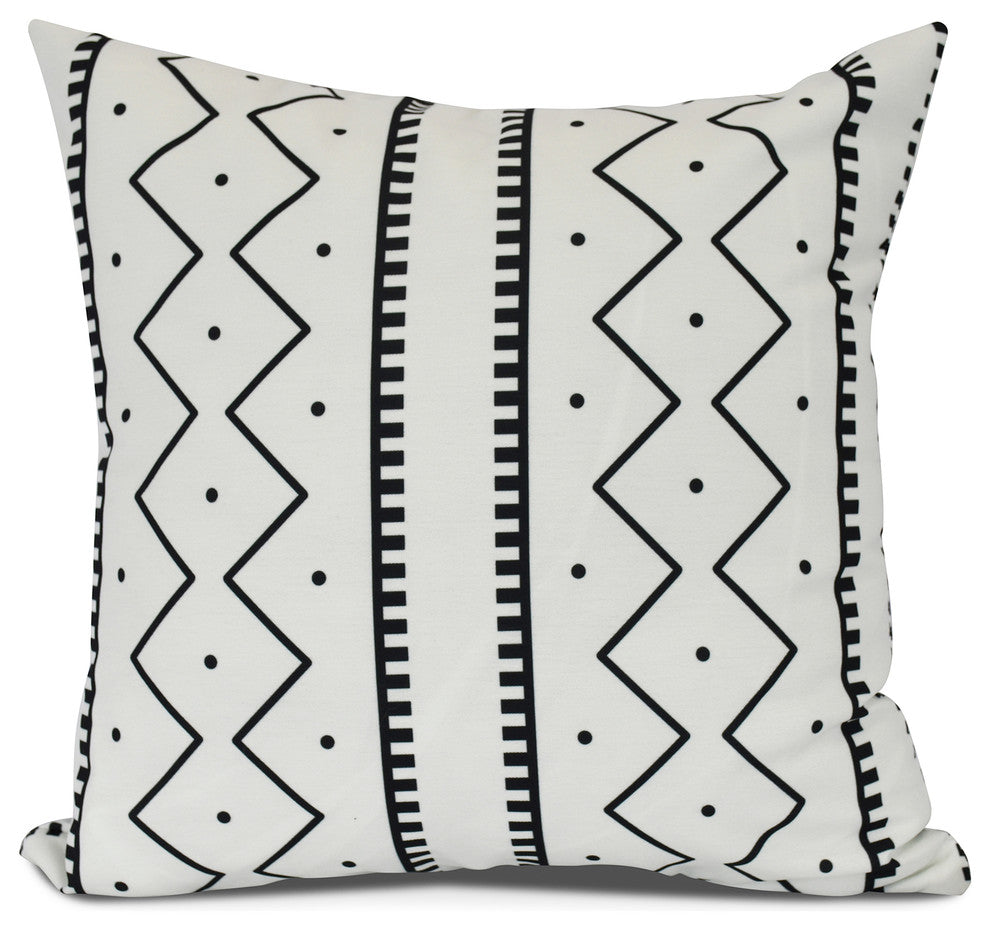 Mudcloth, Geometric Print Pillow, Cream, 18" x 18"