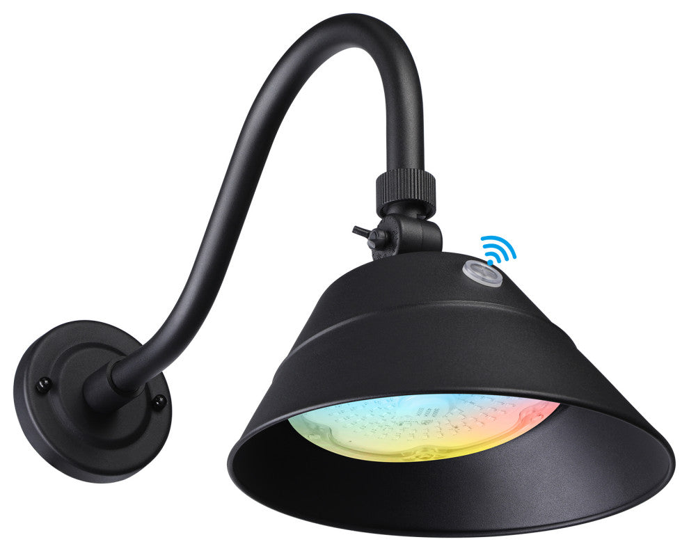 3CCT LED Dusk to Dawn Barn Light, Gooseneck Wall Sconce, Swivel Head