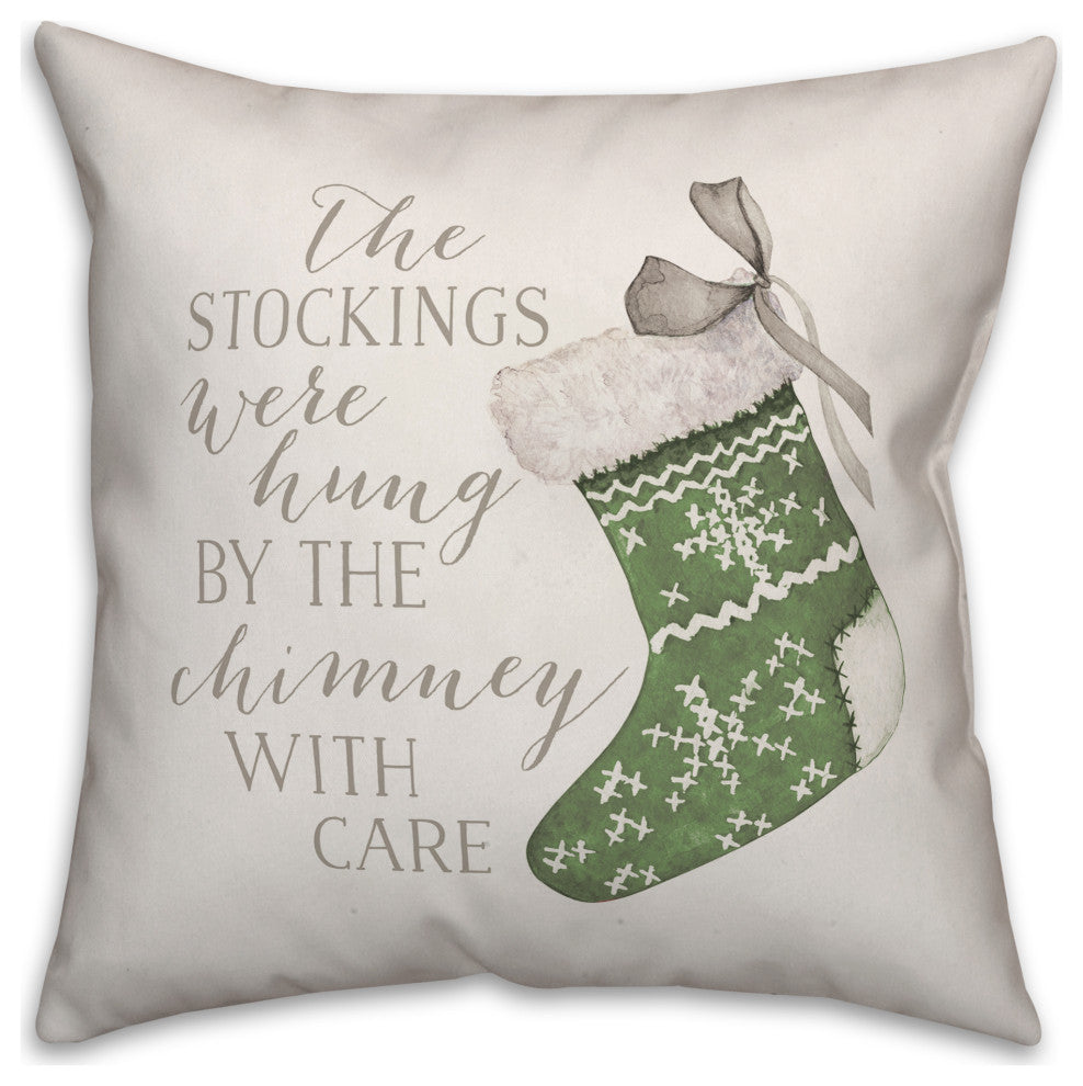 The Stockings Were Hung 18x18 Spun Poly Pillow