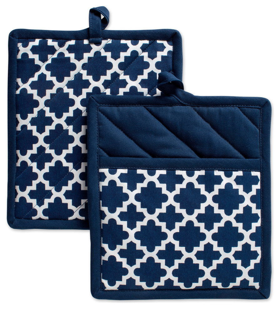 DII Nautical Blue Lattice Pot Holder, Set of 2