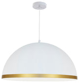 Ofelia 1-Light Pendant, Large, Matte White with Gold Trim