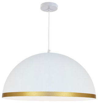 Ofelia 1-Light Pendant, Large, Matte White with Gold Trim