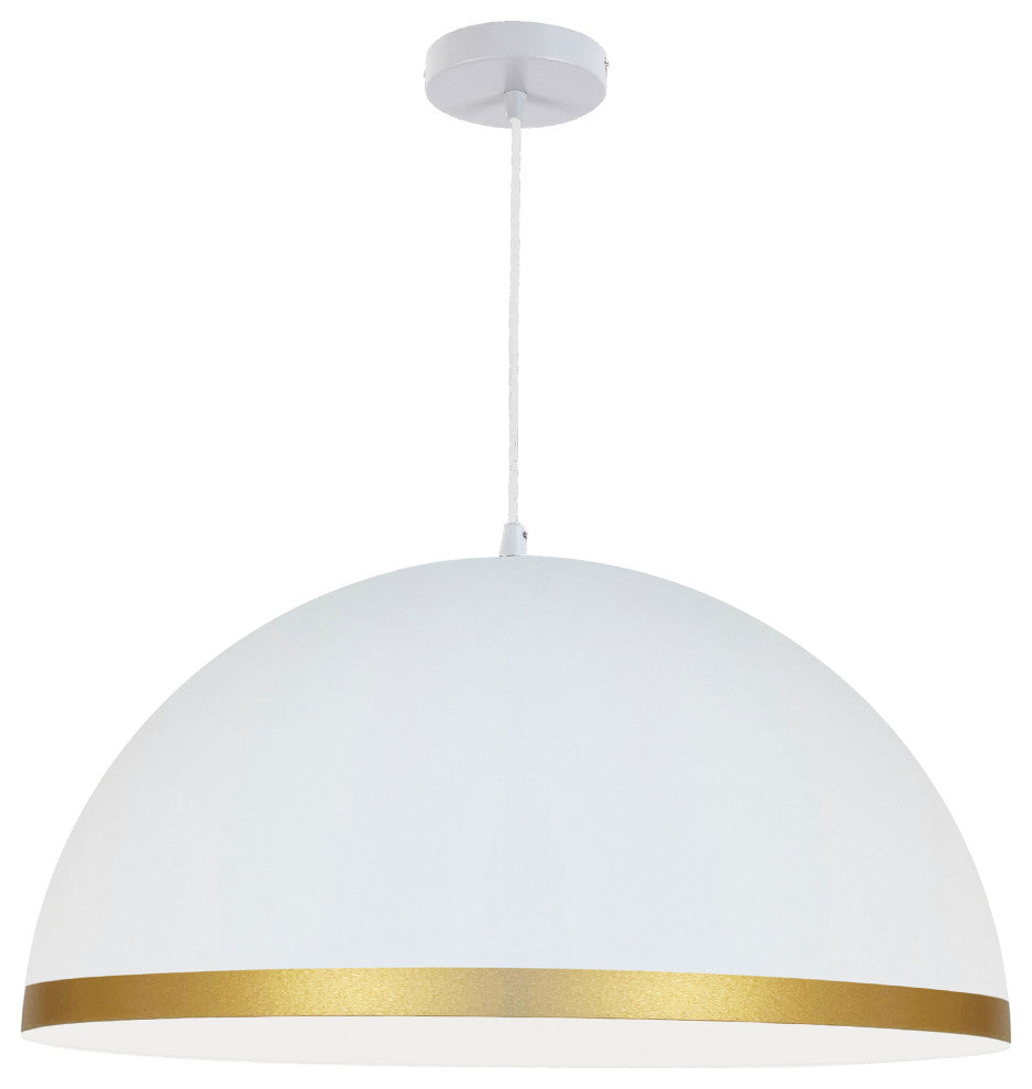 Ofelia 1-Light Pendant, Large, Matte White with Gold Trim