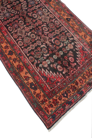Fine Vintage Distressed Damilett Charcoal/Beige Runner, 3'4x14'1
