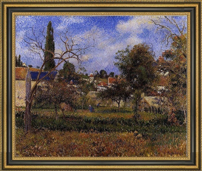 Camille Pissarro Kitchen Gardens, Pontoise Framed Premium Canvas Print, 20"x25"