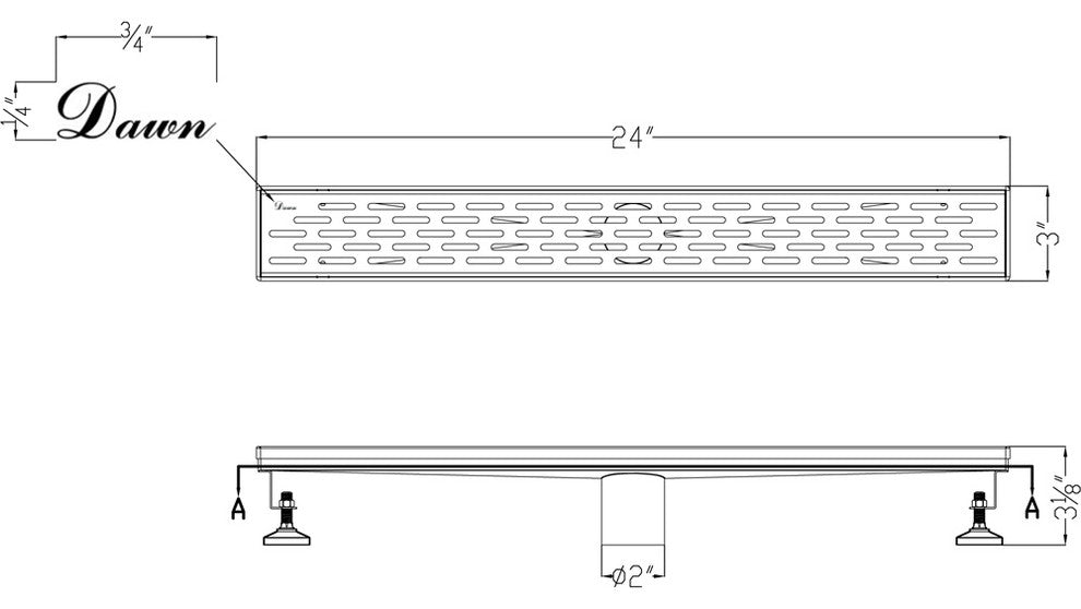 Dawn Yangtze River Series, Linear Shower Drain 24"L