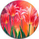 Tulips In Red Shade, Floral Round Metal Wall Art, 11"