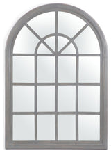 Sebastiane Traditional Arched Windowpane Mirror, Gray Wash