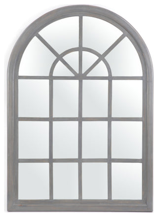 Sebastiane Traditional Arched Windowpane Mirror, Gray Wash