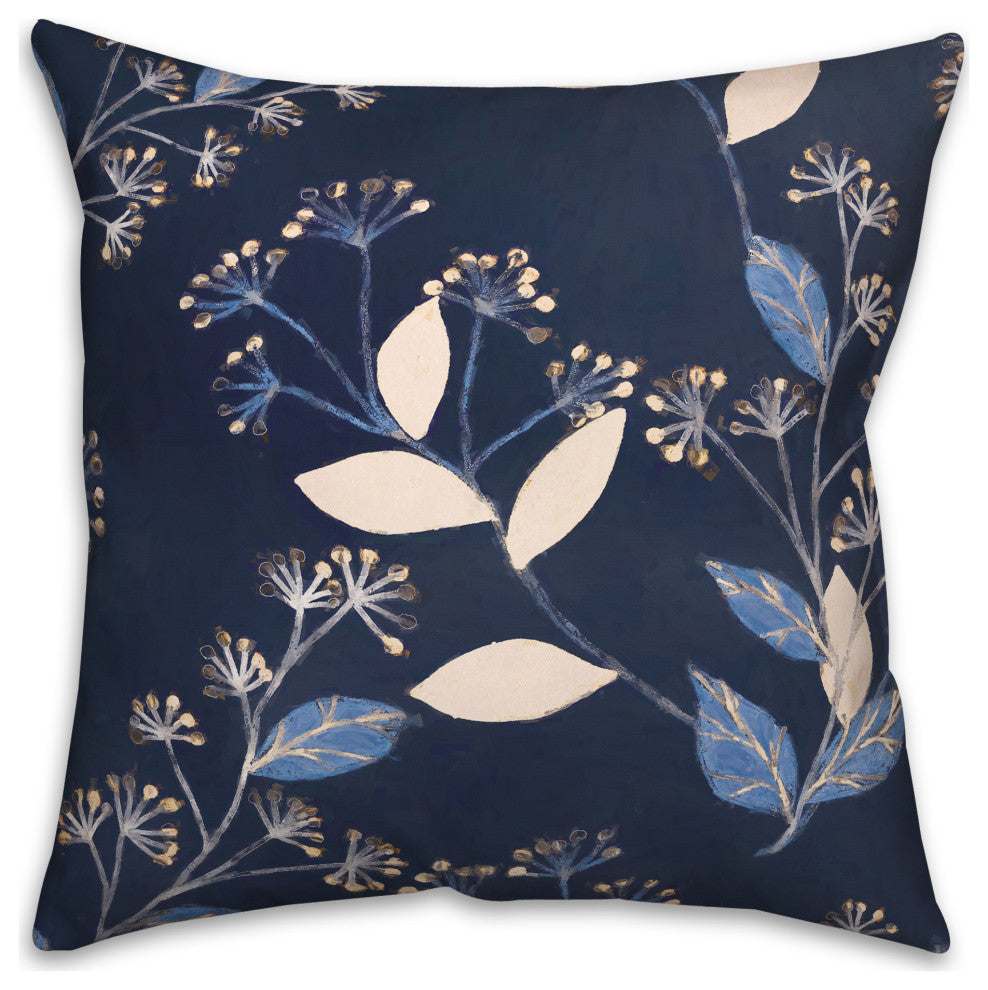Blue Botanical 18x18 Spun Poly Pillow