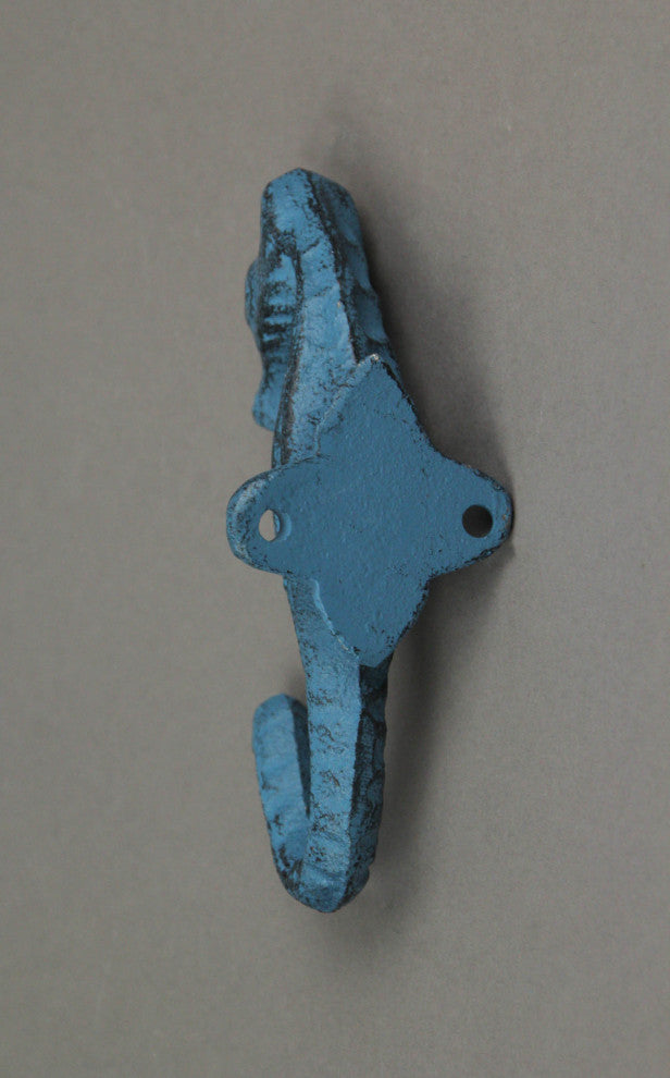 Set of 4 Colorful Coastal Cast Iron Seahorse Decorative Wall Hooks 5 inch