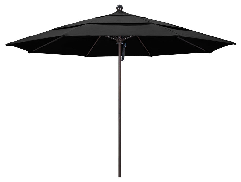 11' Fiberglass Umbrella Bronze, Olefin, Black, 11'