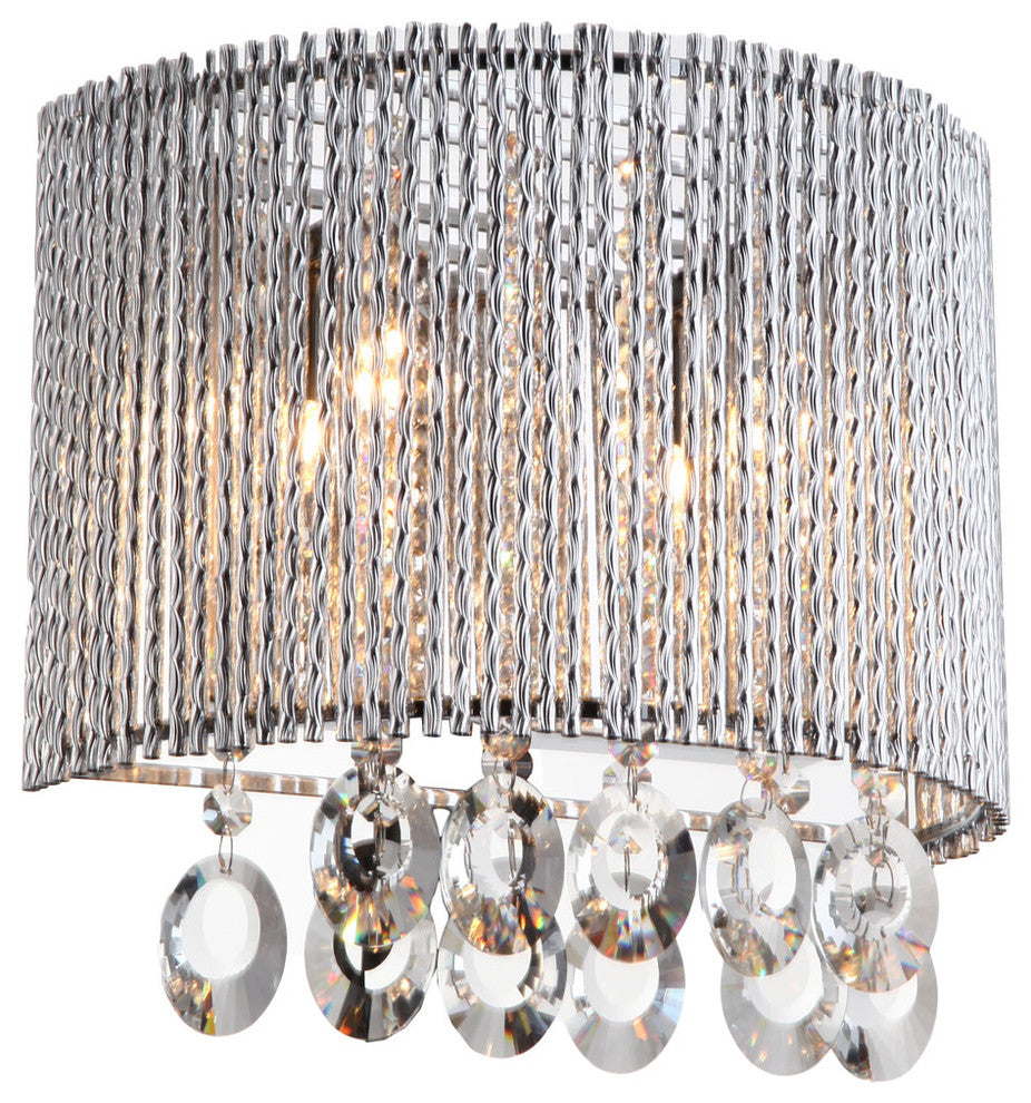 Crystalline 2-Light Crystals Wall Sconce, Round