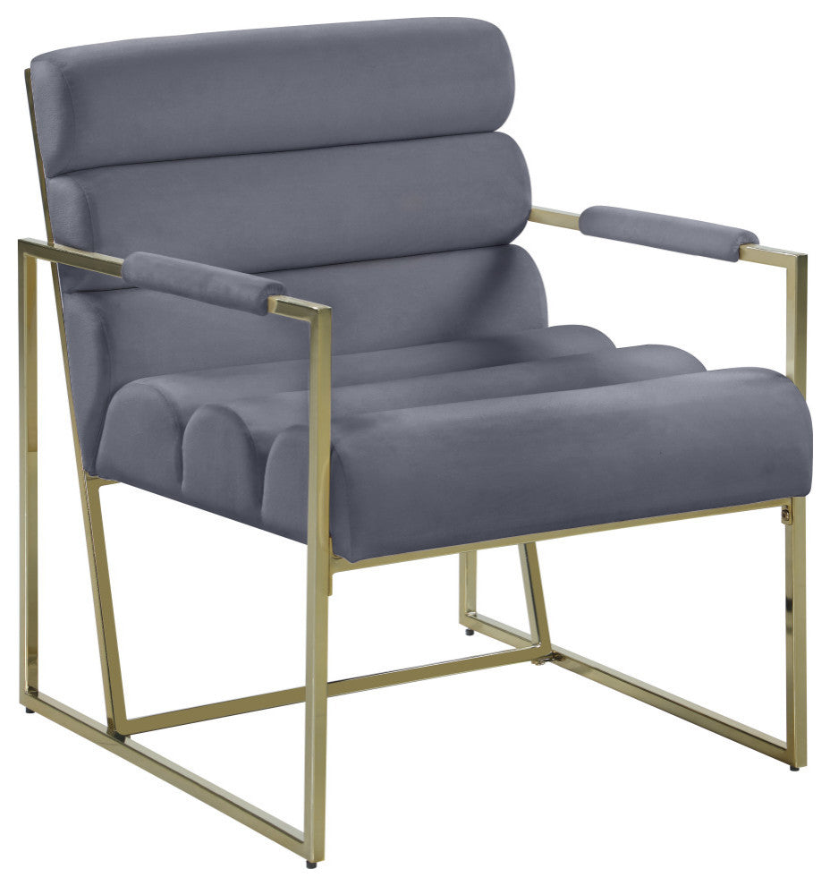Wayne Velvet Upholstered Accent Chair, Gray