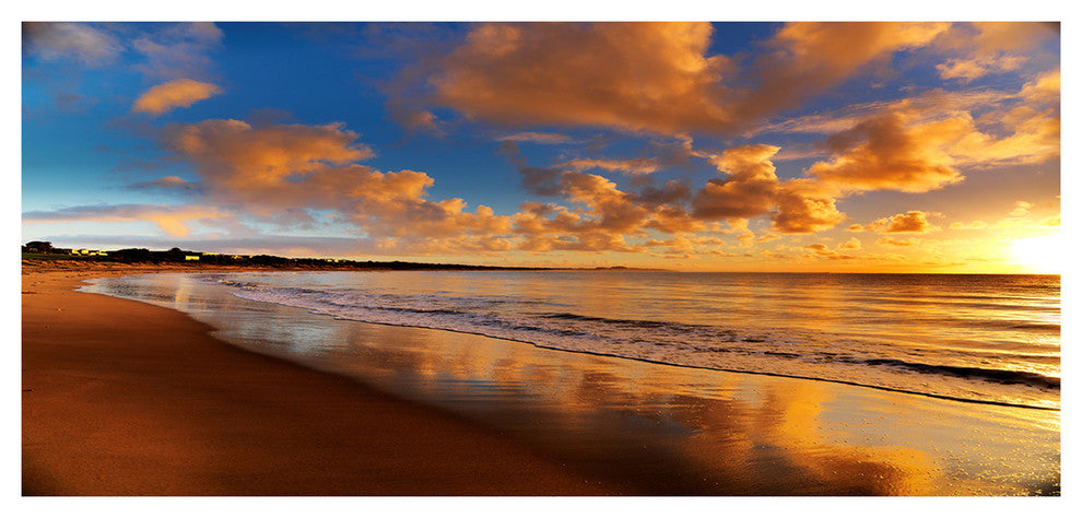 Colorful Sunset on the Beach, Large landscape Canvas Art Print, 60"x28"